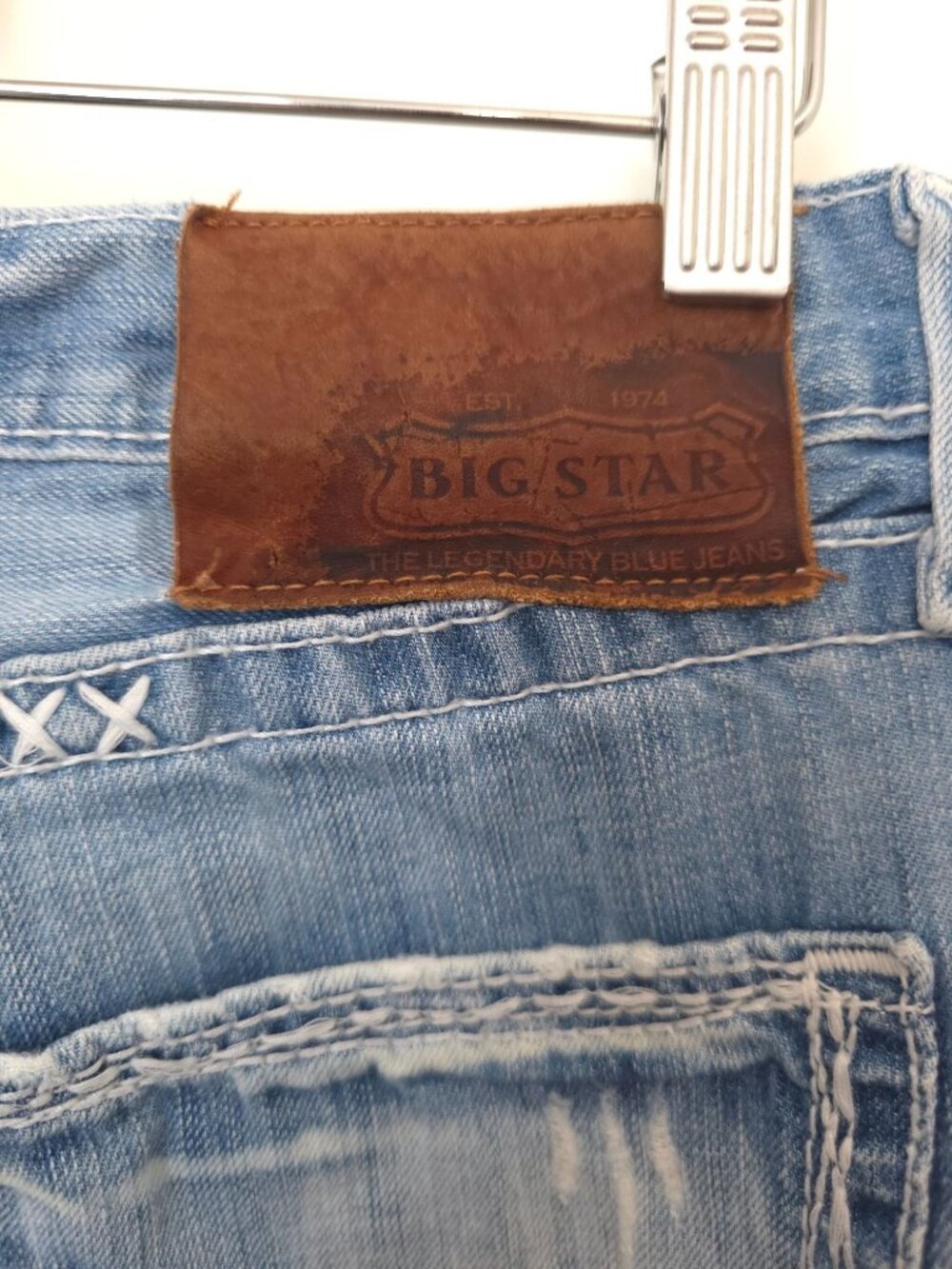 Big Star Pioneer Buckle Exclusive Distressed Embroidered Denim Boot Cut Jeans 32 - Picture 9 of 11